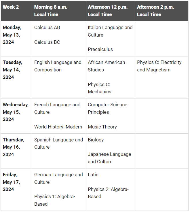 2023-24 AP Schedule - Week 2